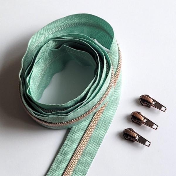 Reissverschluss & Zipper im Set (Kupfer/Mint)